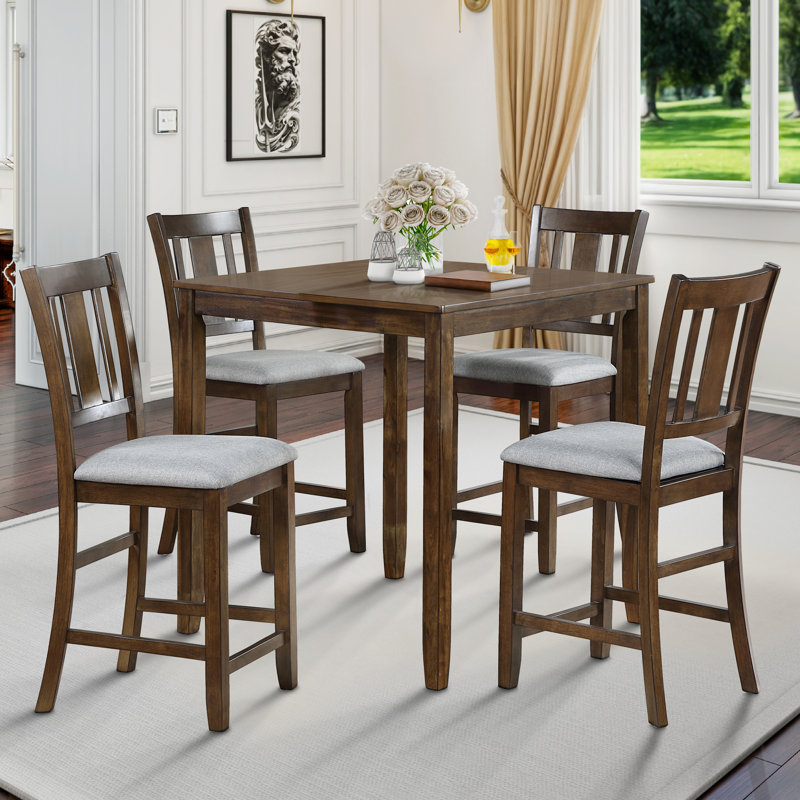 Ensemble repas à hauteur de comptoir pour 4 personnes, Noyer
