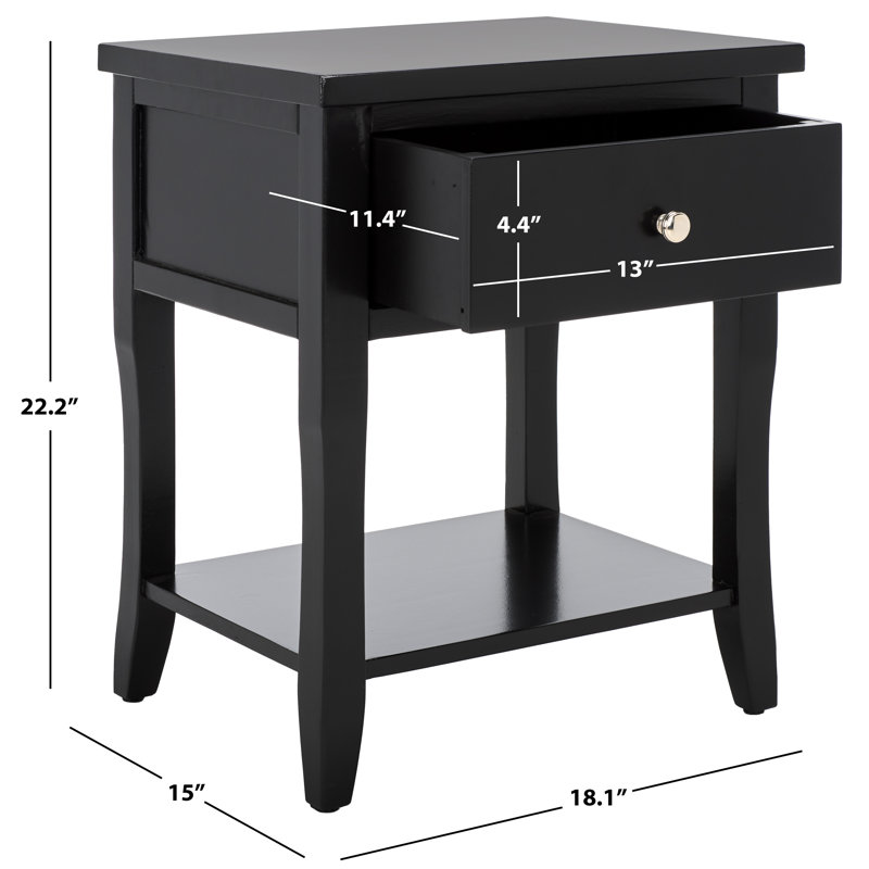 Table de bout en bois massif avec rangement Joanna, Noir