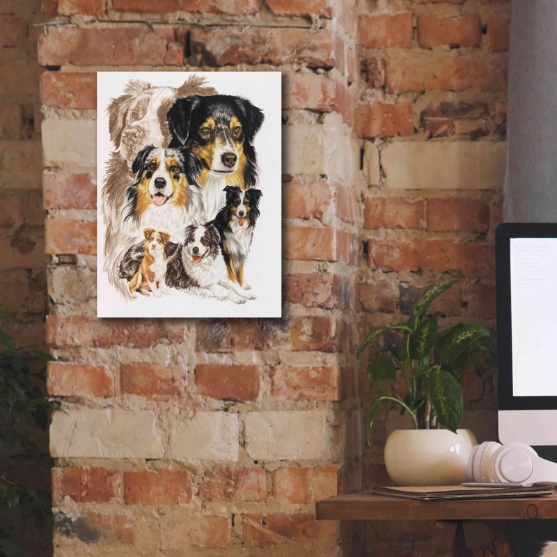 «Australian Shepherds» par Barbara Keith, peinture sur toile tendue