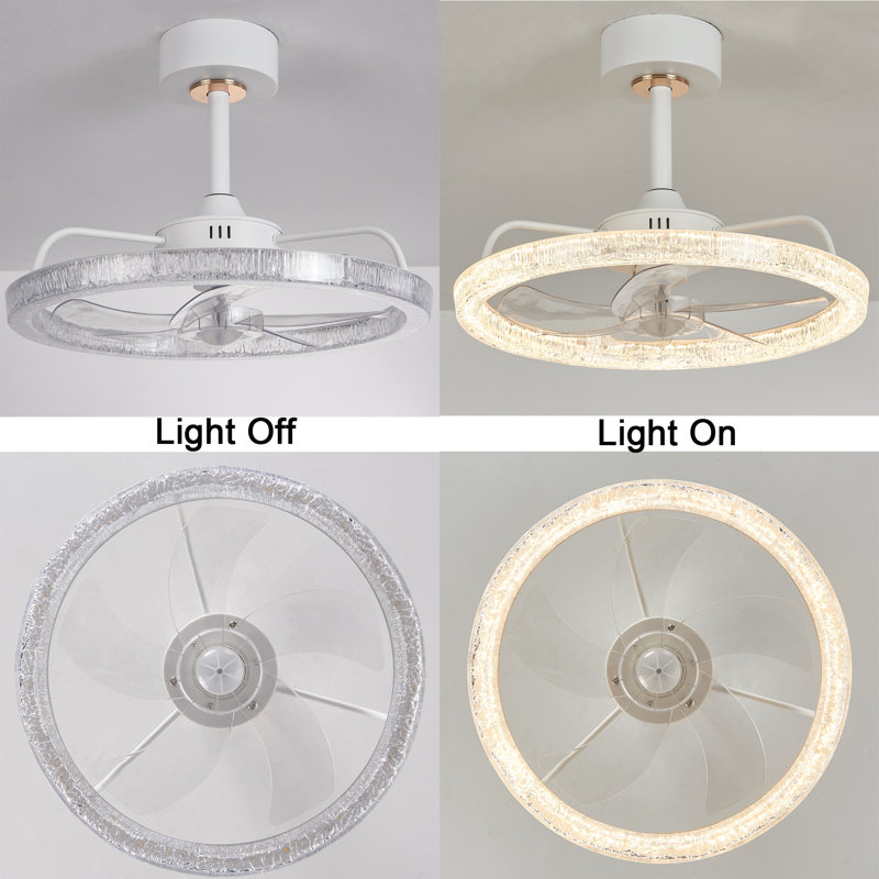 19.69" Crystal Ceiling Fan With Light  And Remote Control