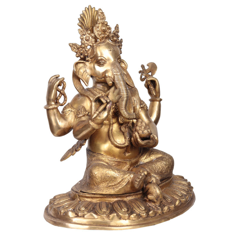 Statue népalaise de seigneurs Ganesha, Or