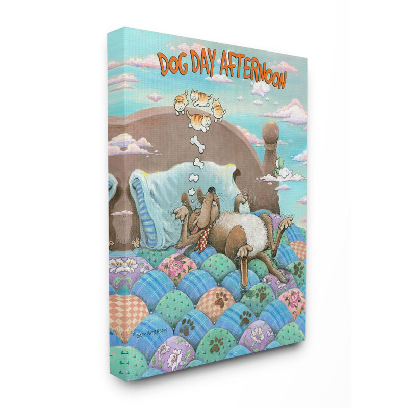 « dog day dog bonjour drawing pet design » par gary patterson, impression, H 20 po x l 16 po, Toile tendue