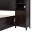  Full Size Wooden Platform Bed with Storage Cabinet and Open Shelf, Modern Bed Frame, Espresso