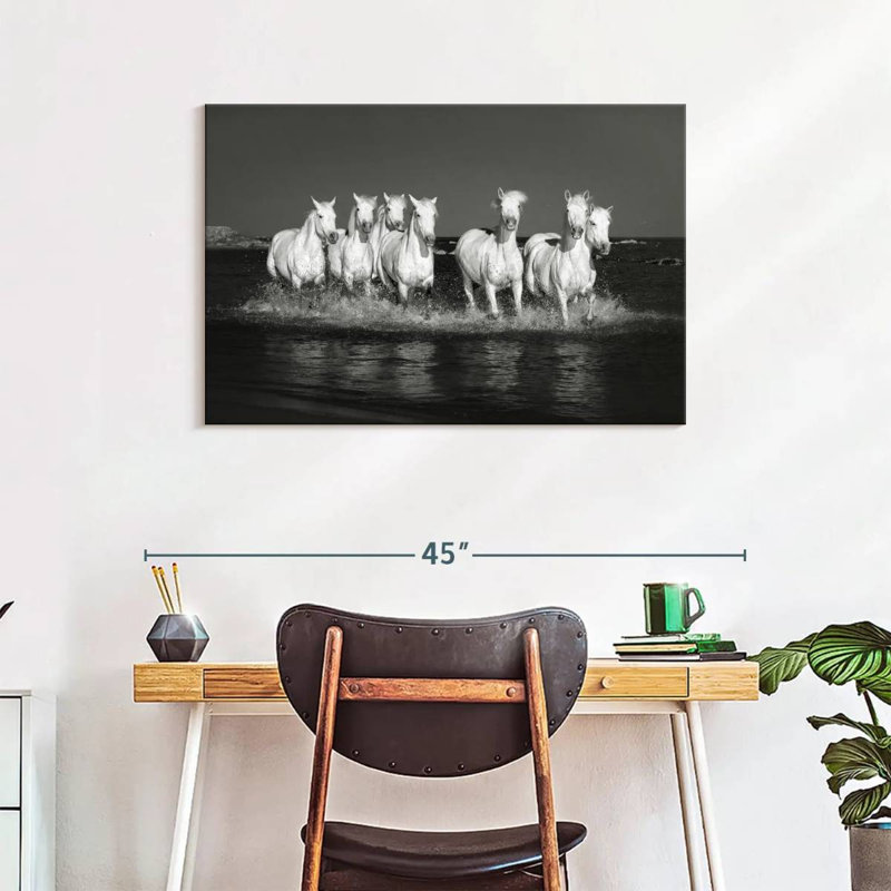 Chevaux de Camargue monochromes Brampt, H 24 po x l 36 po