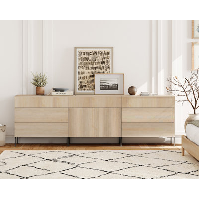 94.5" Modern Reeded 7-Drawer Dresser Set For Bedroom, Minimalist Chest Of Drawers With Storage, Wooden Dresser For Living Room, Bedroom, Entryway by Ebern Designs
