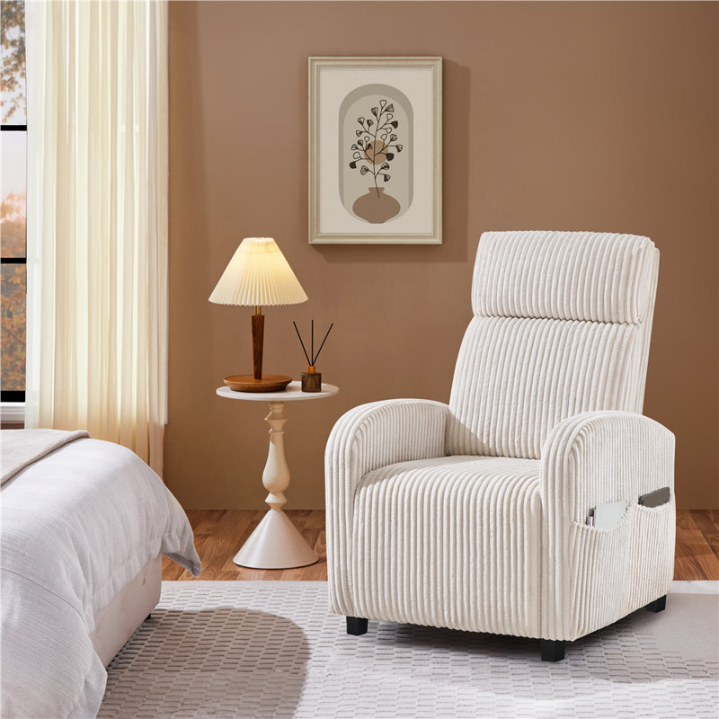 Corduroy Armchair Nursing Chair for Nursery Room Living Room, Beige