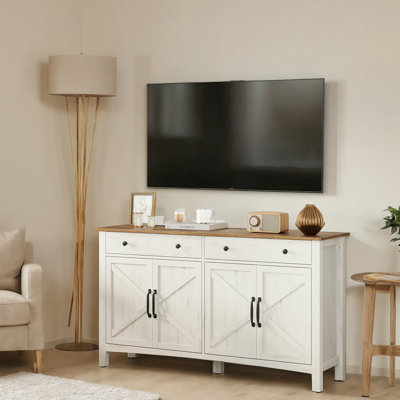 Farmhouse Sideboard With Adjustable Shelves And 2 Drawers For Kitchen