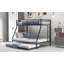 Lit simple sur lit double avec structure en acier robuste, lit superposé avec lit gigogne simple, échelles à deux côtés-1372671588