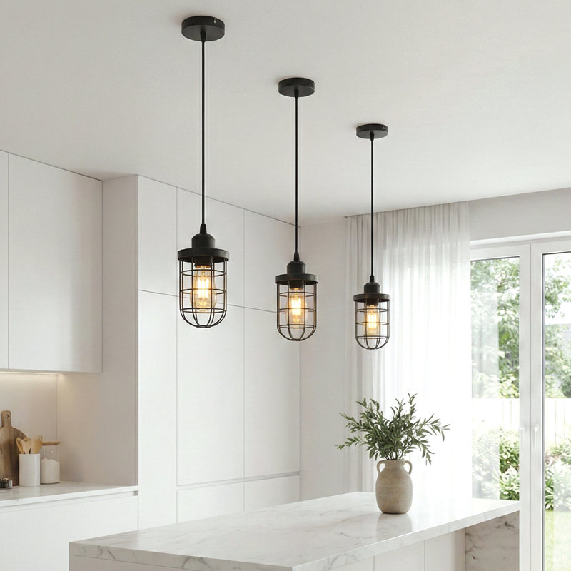 1 - Light Black Caged Pendant, Yes