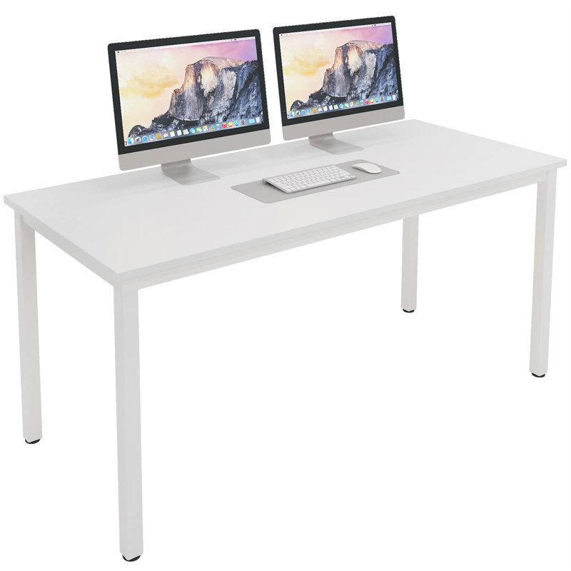 Bureau d'ordinateur Pauljohn, Blanc, Blanc, H 29,02 po x l 55 po x P 22,99 po