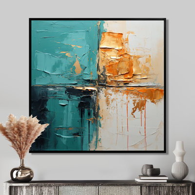Adventure In Turquoise Orange - Abstract Wall Art