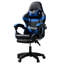 Fauteuil de bureau ergonomique à haut dossier avec finition en polyuréthane noir et bleu-865536633