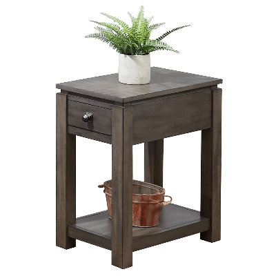Shades of Grey Narrow End Table with Drawer and Shelf
