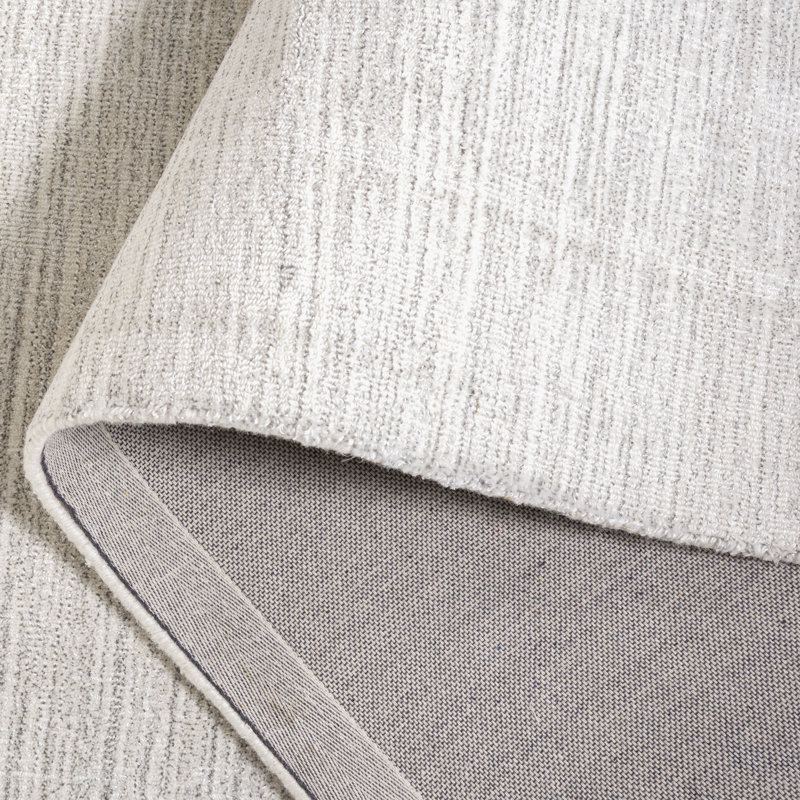 Tapis ivoire / polyester / laine en laine tissé à la main Nicoe, Rectangle de 5 pi x 8 pi
