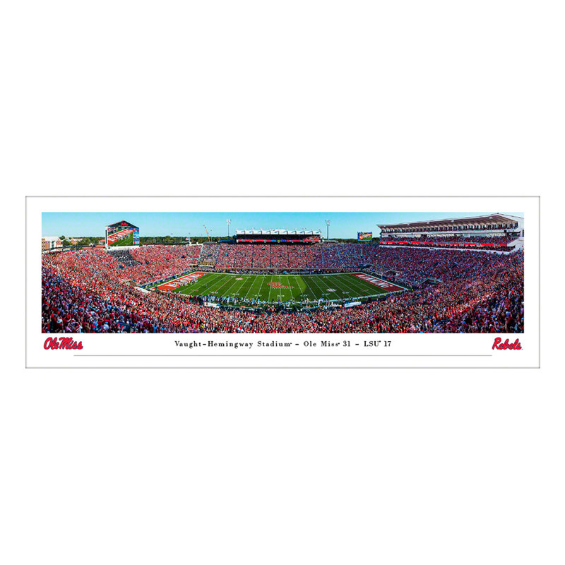 Impression panoramique Ole Miss Football, Sans cadre, H 13,5 po x l 40 po x P 0,375 po