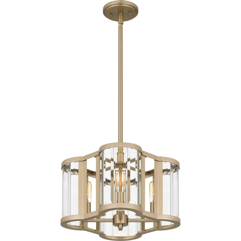Luminaire suspendu géométrique 4 lumières Astri, Bronze doré