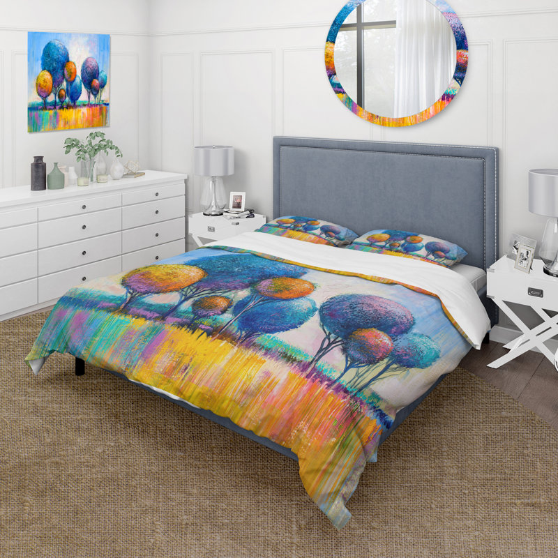 Autumn Fantasy Trees IV - Ensemble de housse de couette moderne - Microfibre de polyester