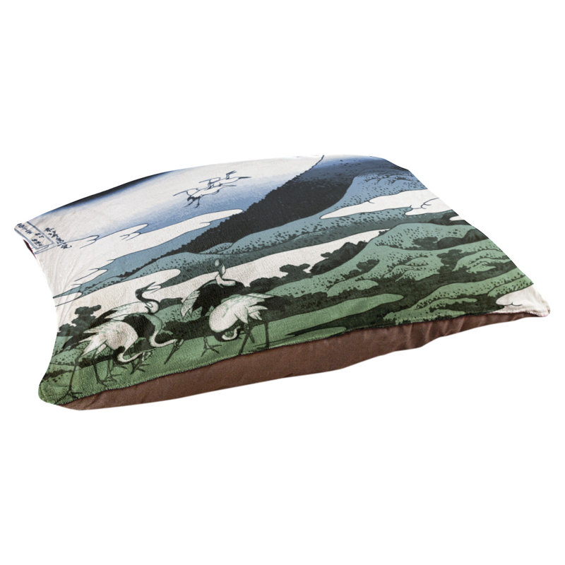 Coussin de concepteur japonais pour grues Burkart, L 19,5 po x l 29,5 po, Vert / bleu / brun foncé