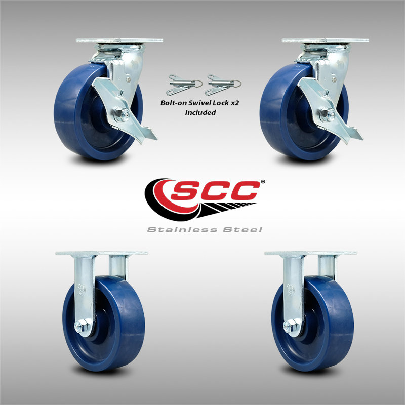 4 Piece Steel Solid Poly Caster Set