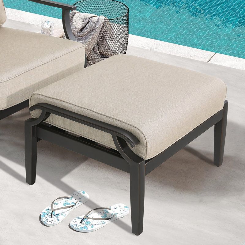 Tamarin Patio 7 Pcs Aluminum Conversation Set With Ottomans And Sunbrella® Cushions