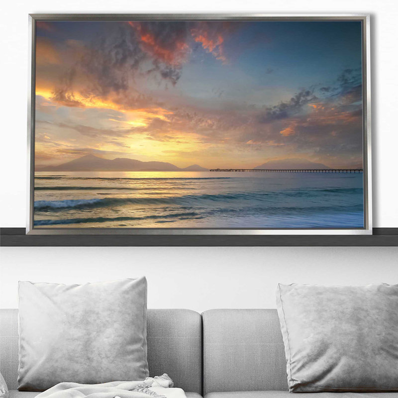Partagez le coucher de soleil par - photographie, Cadre flottant argent, H 39,5 po x l 63,5 po x P 2 po