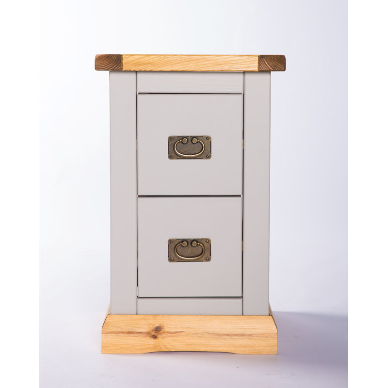 Pittsford 35 cm W Bedside Table, Light Grey, Brass Handle