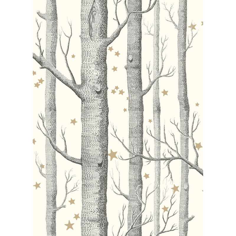 Whimsical Floral Wallpaper Roll, Black/White