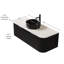 Meuble-lavabo de salle de bain, meuble de rangement flottant à contreplaqué à bords arrondis avec 2 tiroirs, lavabo rond en céramique noir et plateau en pierre frittée blanc de Carrare, pré-assemblé-109952022