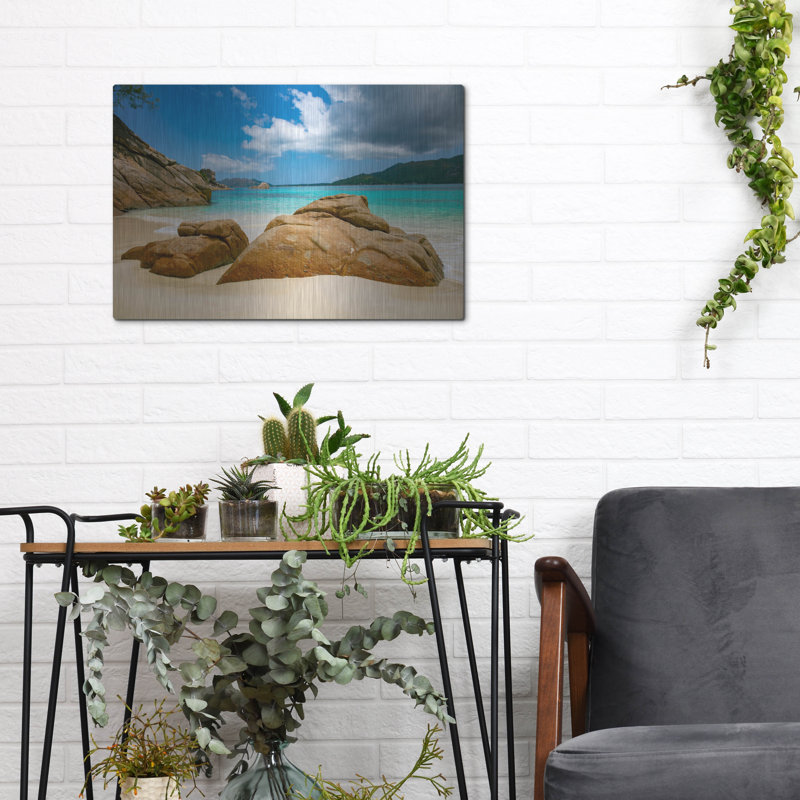 Seychelles Beach, art mural en métal 3 pi, H 12 po x l 16 po