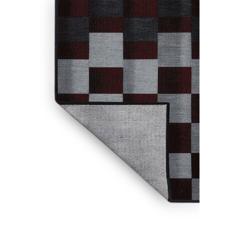 Machine Washable Checkered Brown Area Rug, Rectangle 2' x 3'