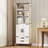 72'' Tall Farmouse Bookcase With Adjustable Shelves And Hidden Storage Cabinet