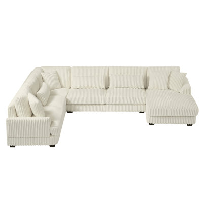 Sectional Sofa U-Shaped Sofa Couch Modern Sofa Upholstered In Soft Corduroy With A Chaise Lounge For Living Room