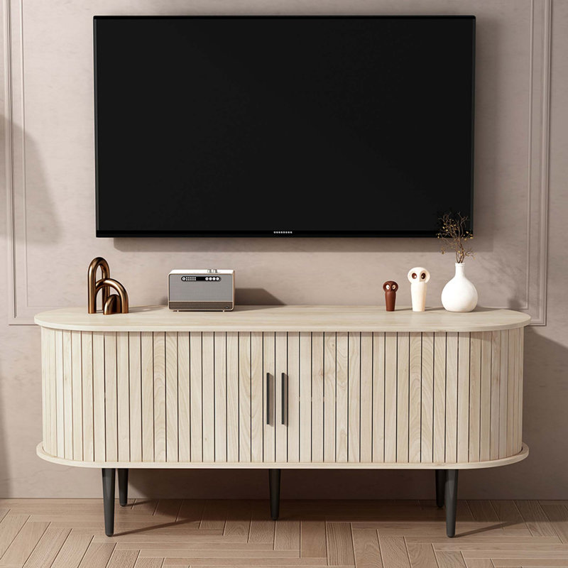 Modern TV Console Table with Ample Storage and Sliding Door