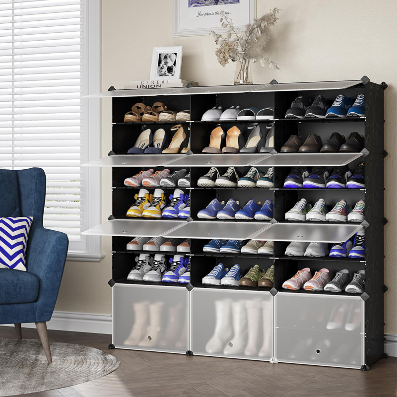 24 Pair Shoe Storage Cabinet, Black