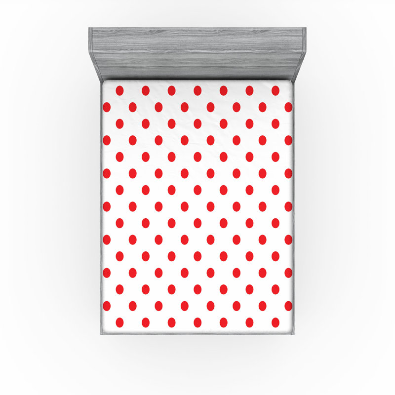Drap-housse Ambesonne, paquet de 2, Drap-housse grand, Blanc / pois vermillon