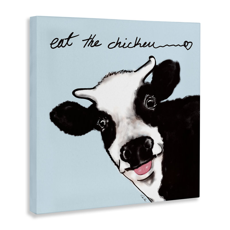 «Eat the Chicken», art mural sur toile par Stella Chang, H 17 po x l 17 po
