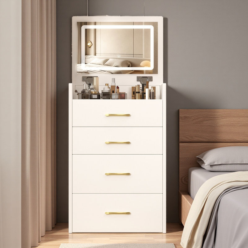 3-in-1 Compact Vanity Desk With Flip-up Mirror, Desktop & Storage – Makeup Vanity Set With Stool For Bedroom