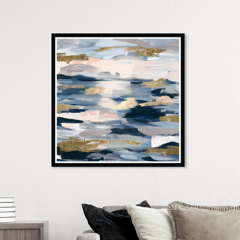 Abstrait, fumée sur l'eau - impression encadrée, H 40 po x l 40 po x P 0,5 po, Cadre noir