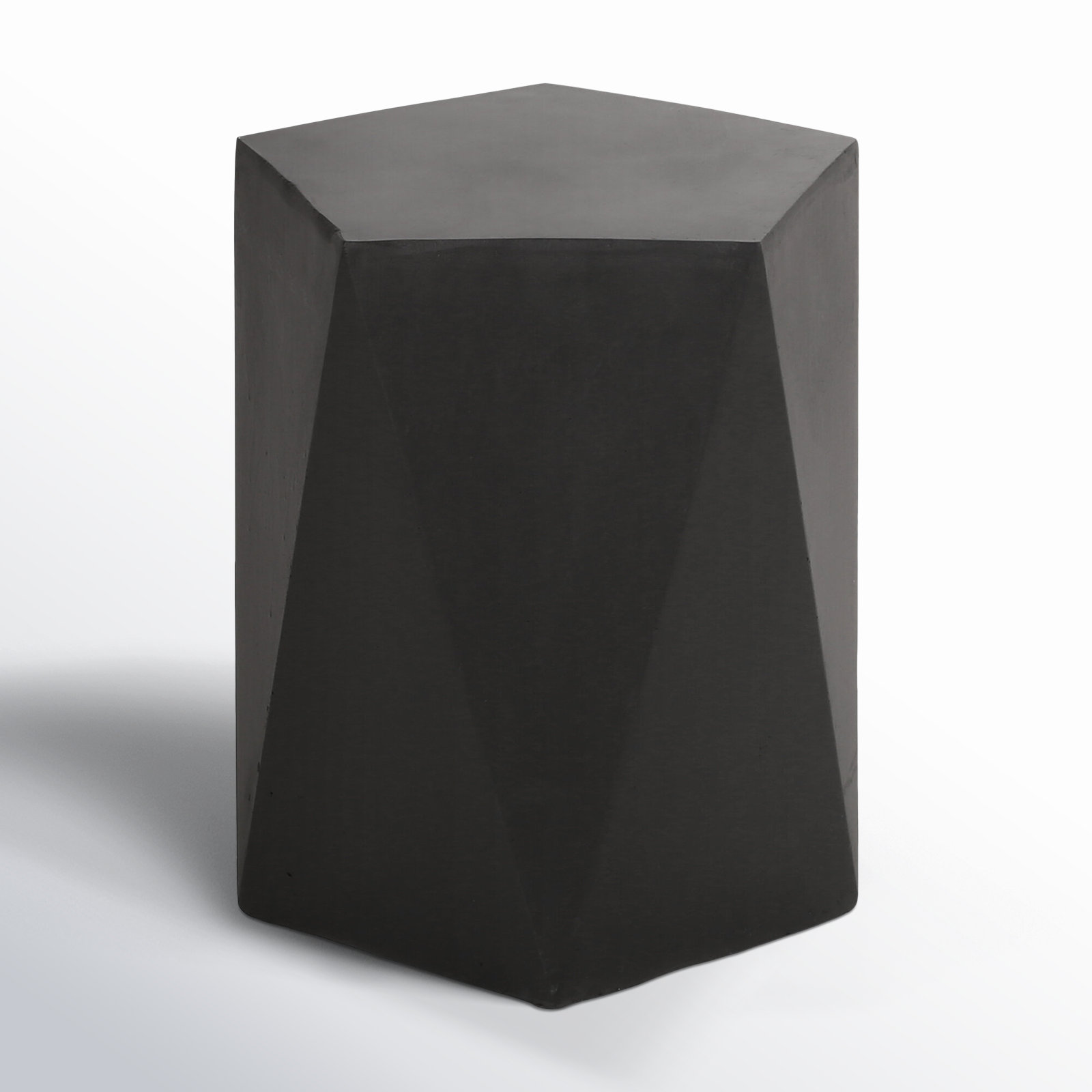 Elyas 16'' Stone Outdoor Side Table, Matte Black