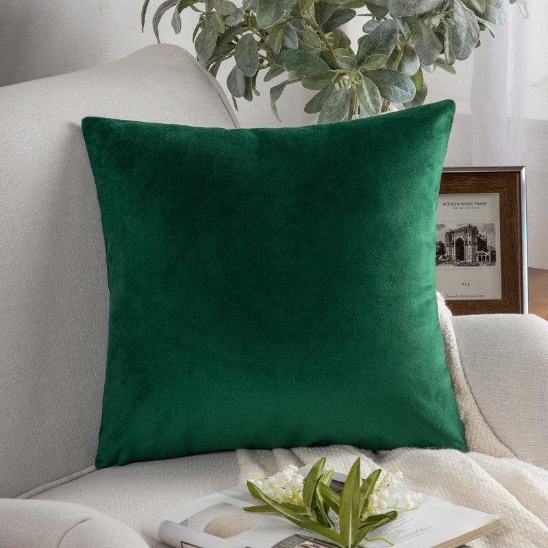 Coussins décoratifs en velours, coussin décoratif uni, Bleu ciel, Carré 20 po x 20 po, Polyester-SV