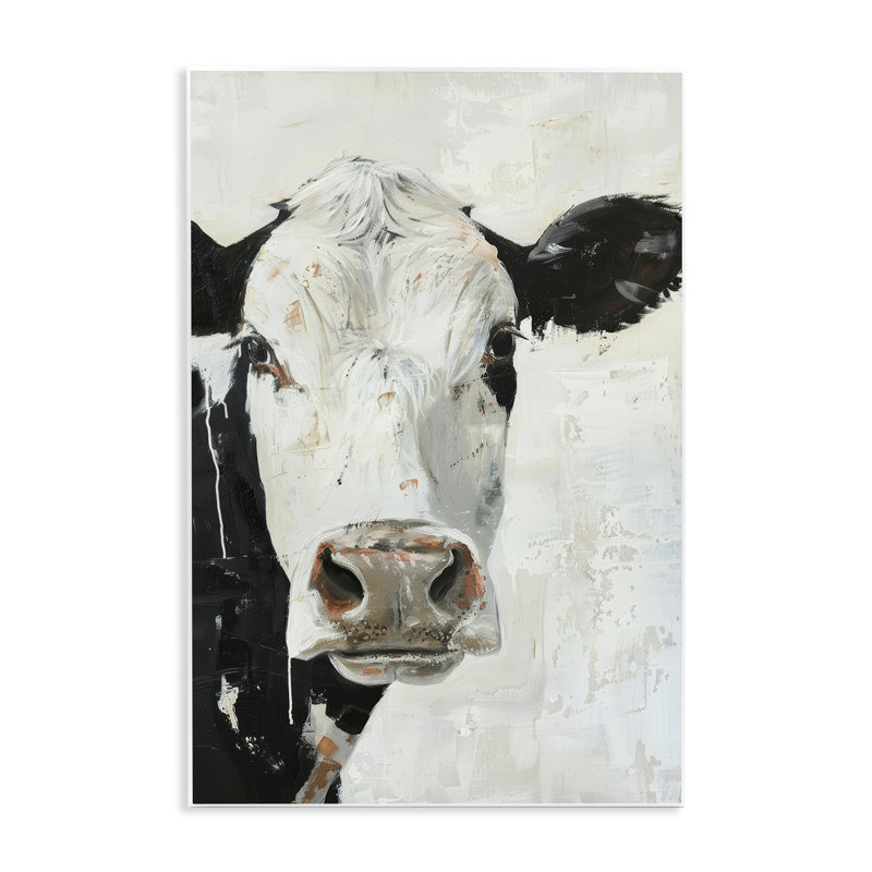 "Up Close Cow", art mural par Petals Prints Design, H 15 po x l 10 po
