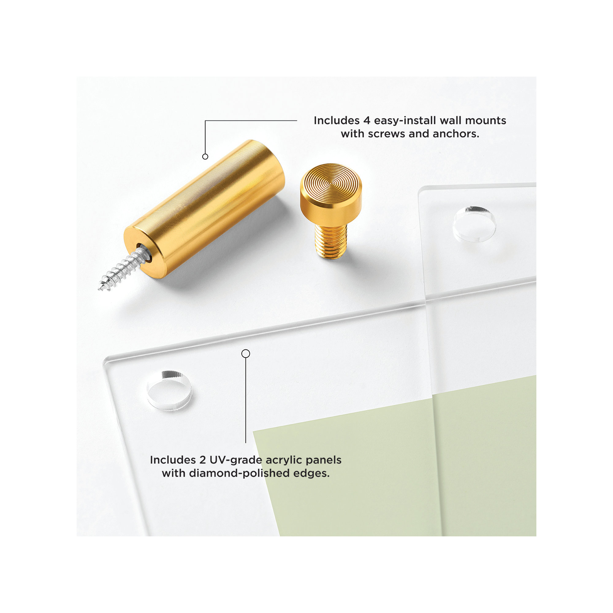 Double Panel Acrylic Picture Frame, Gold, 34" H x 44" W
