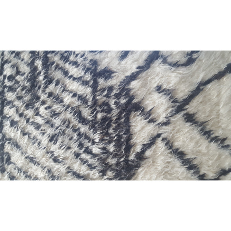 Moroccan Hand-Knotted Wool Navy/Beige Area Rug, Rectangle 8' x 10'