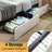  Farmhouse Full Bed Frame With LED Storage Bookcase Headboard & Charging Station, Distressed White-1799709061-1799709060