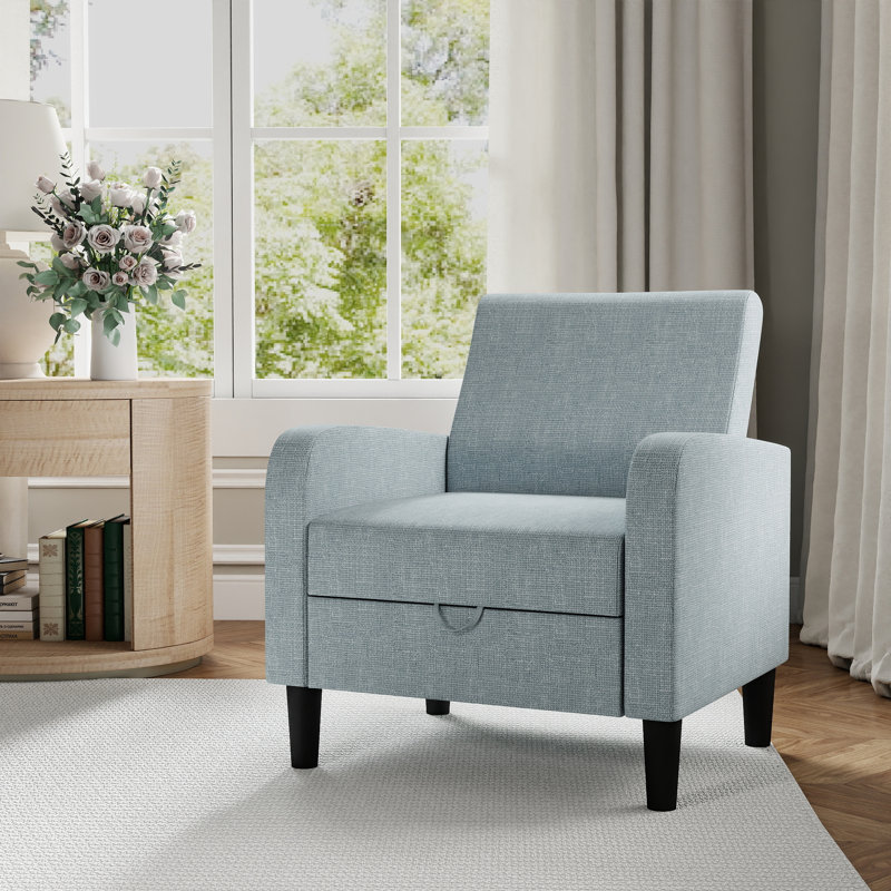 Chaise d'appoint rembourrée en tissu 29,25 po de largeur avec rangement, Gris