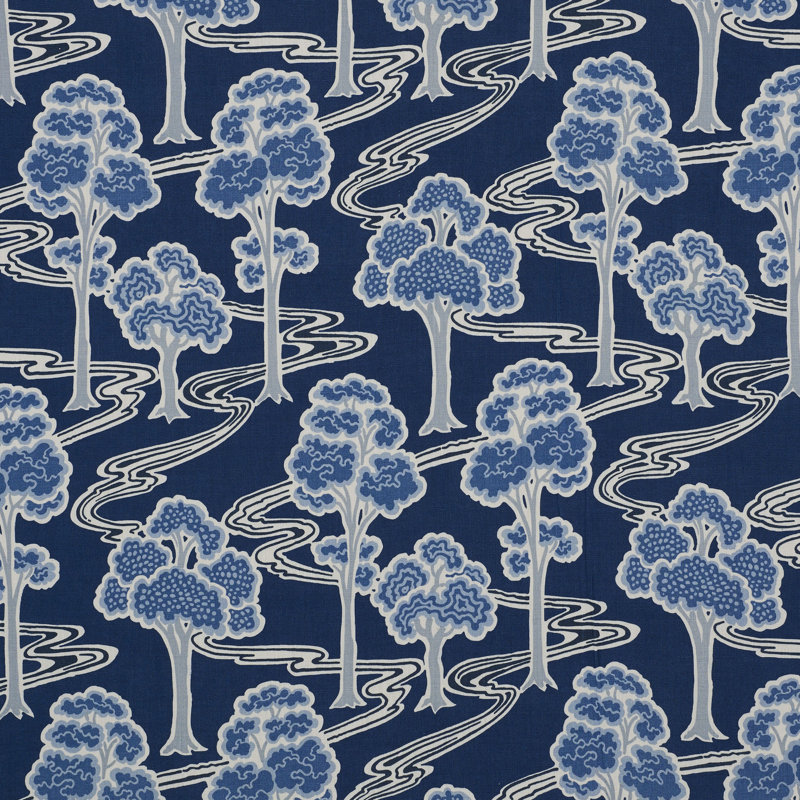 Tissu en lin Tree River, Bleu