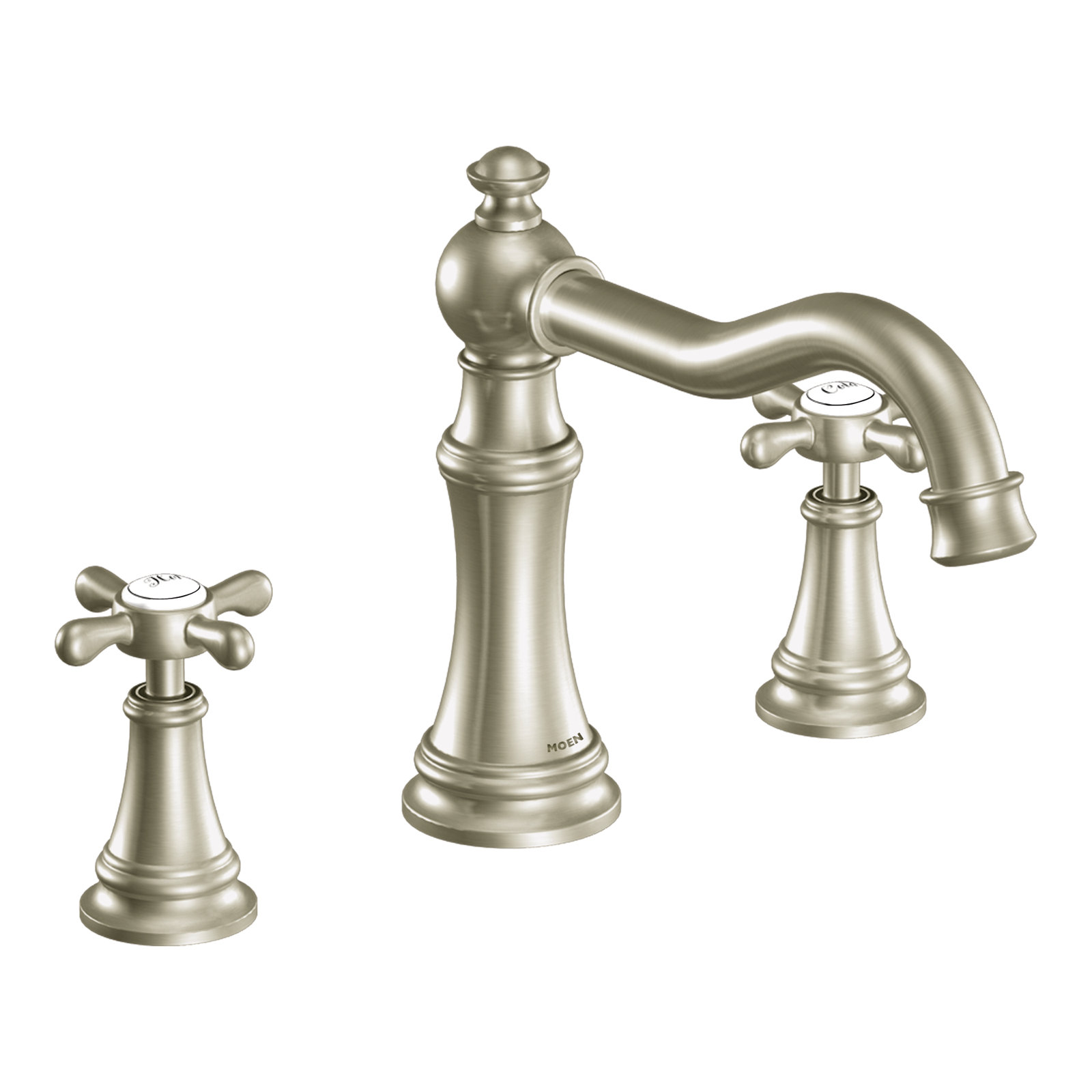 Weymouth Double Handle Deck Mounted Roman Tub Faucet Trim, Brushed Nickel