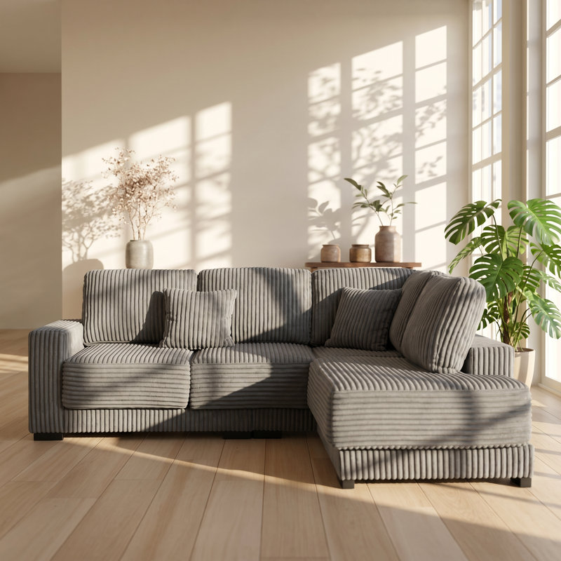 Ailuridae 93" W x 73.5" D x 35" H Corduroy Reversible Sectional Sofa