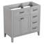 Base d'armoire de salle de bain grise de 36 po. Meuble-lavabo moderne avec espace de tiroir. Bois massif et autoportant. Assemblage requis-150414105