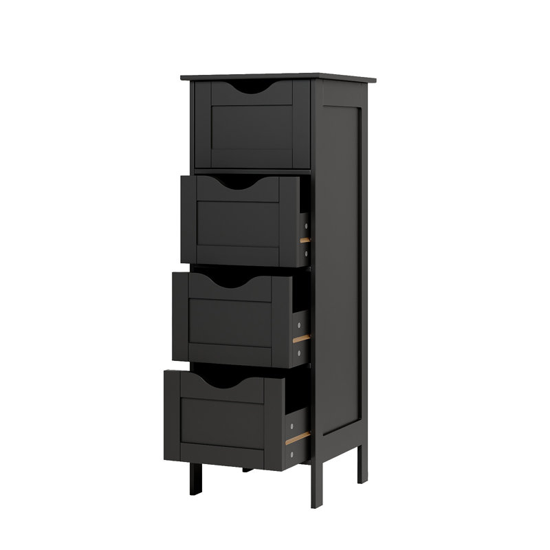 Black Bathroom Standing Cabinet 4-Drawers